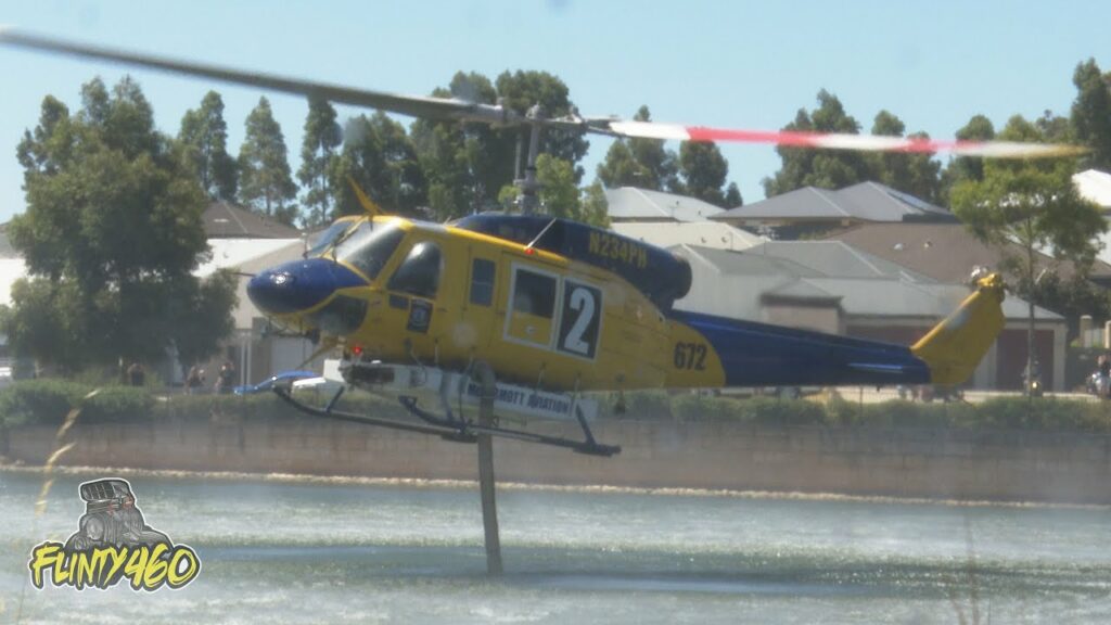 VIDEO: WATER BOMBER HELICOPTER FILLING UP IN JANE BROOK